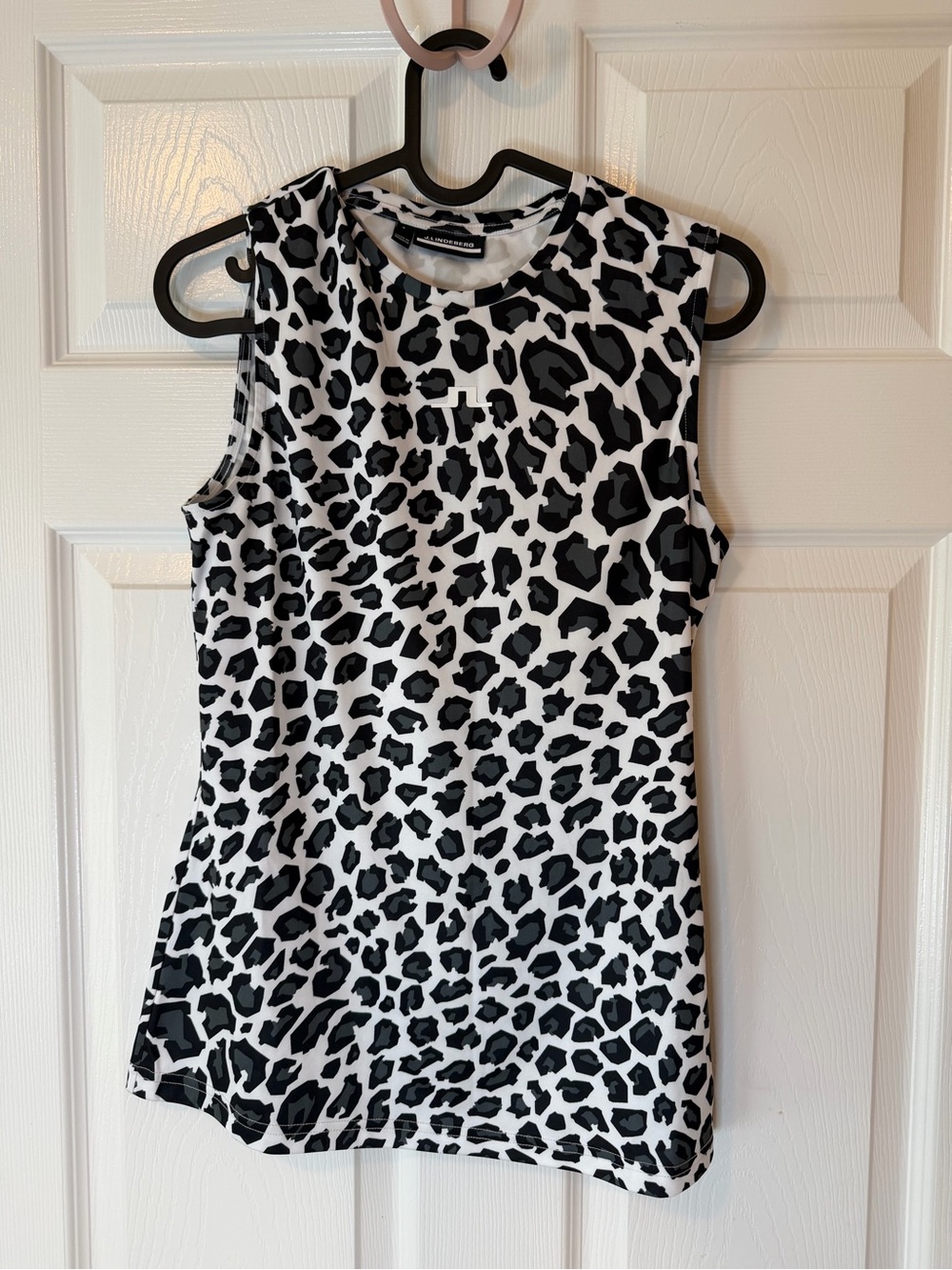 J.Lindeberg Black & White Leopard Print Sleeveless Top Golf Top
